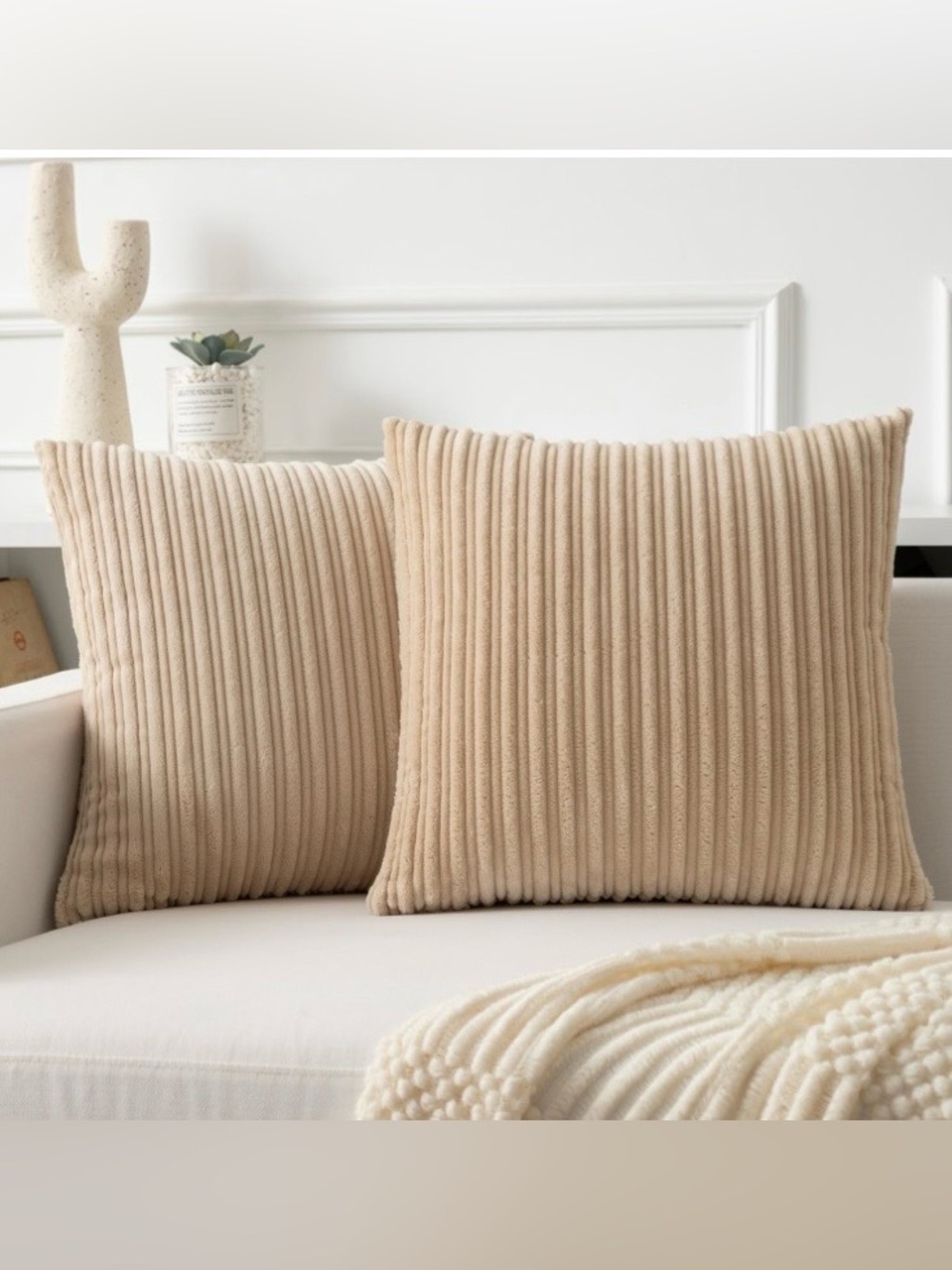 Decorative Pillow Covers SQUARE 20x20β (2-pack) BEIGE